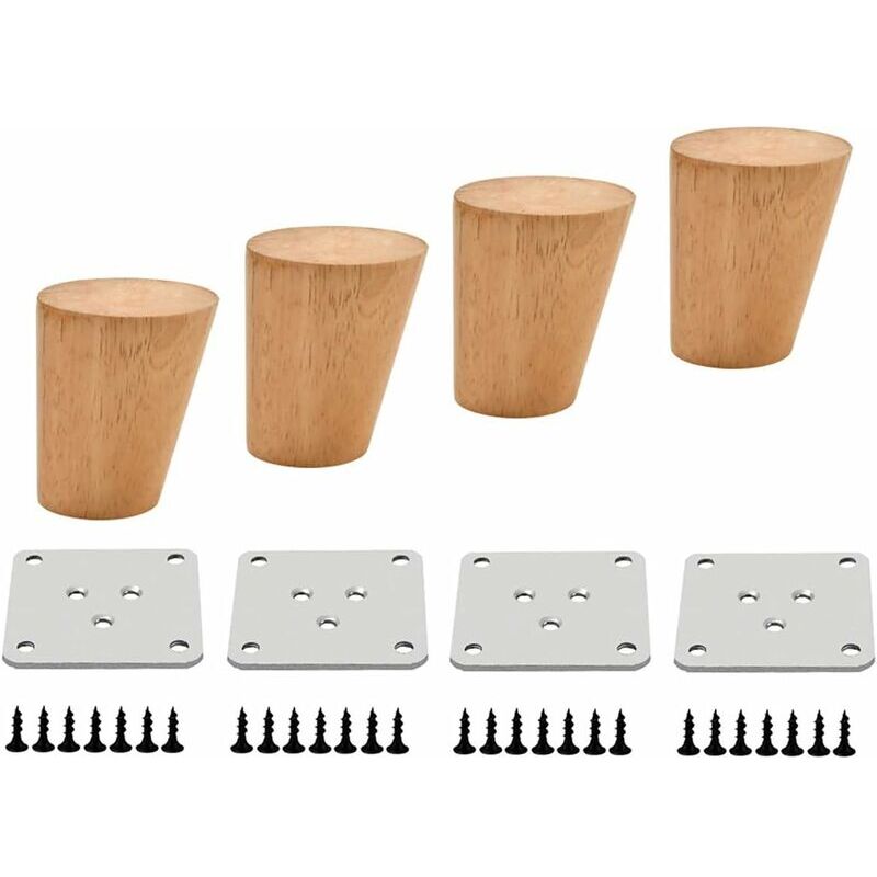 foto del prodotto gambe per tavoli in legno, gambe in legno, gambe per mobili, gambe per divani con piastre di montaggio e viti per mobili, divani, tavolini, porta tv