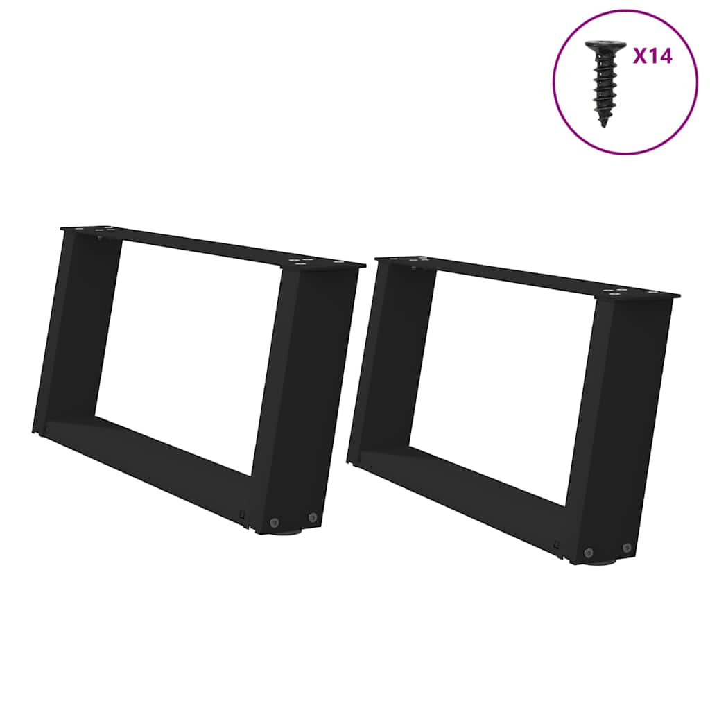 foto del prodotto gambe per tavolino da caff a forma di u 2 pz nere 60x 30 31 cm acciaio