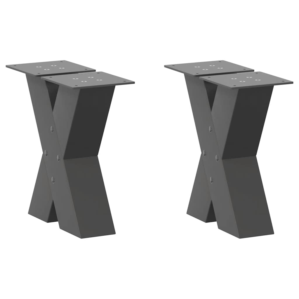 foto del prodotto gambe per tavolino da caff a forma di x 2 pz antracite 40x 30 31 cm acciaio