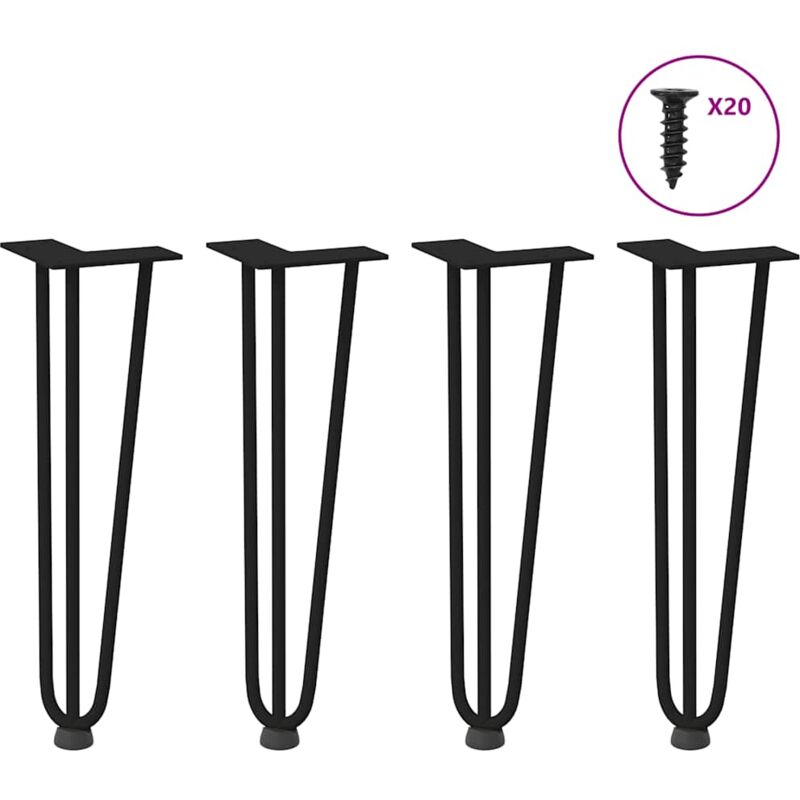 foto del prodotto gambe per tavolo a forcina 4 pz nero 42 cm in acciaio massiccio vidaxl