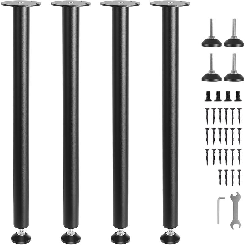 foto del prodotto gambe per tavolo da 4 pezzi con piastra di montaggio, kit di gambe per scrivania lunghezza 711,2mm in acciaio capacita carico max. 544kg, set di