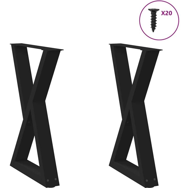 foto del prodotto gambe per tavolo da pranzo 2 pz nere 60x 72-73,3 cm in acciaio