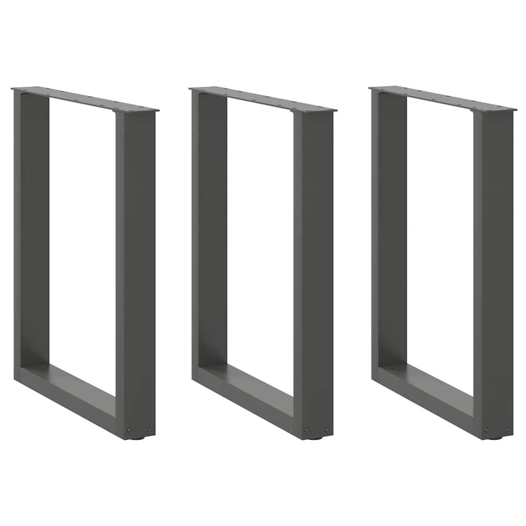 foto del prodotto gambe per tavolo da pranzo a forma di u 3 pz antracite 70x(72-73) cm acciaio