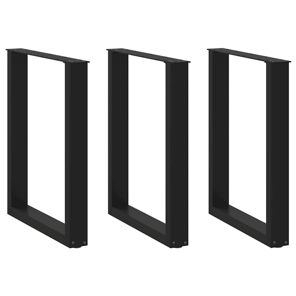 foto del prodotto gambe per tavolo da pranzo a forma di u 3 pz nere 70x 72-73 cm in acciaio