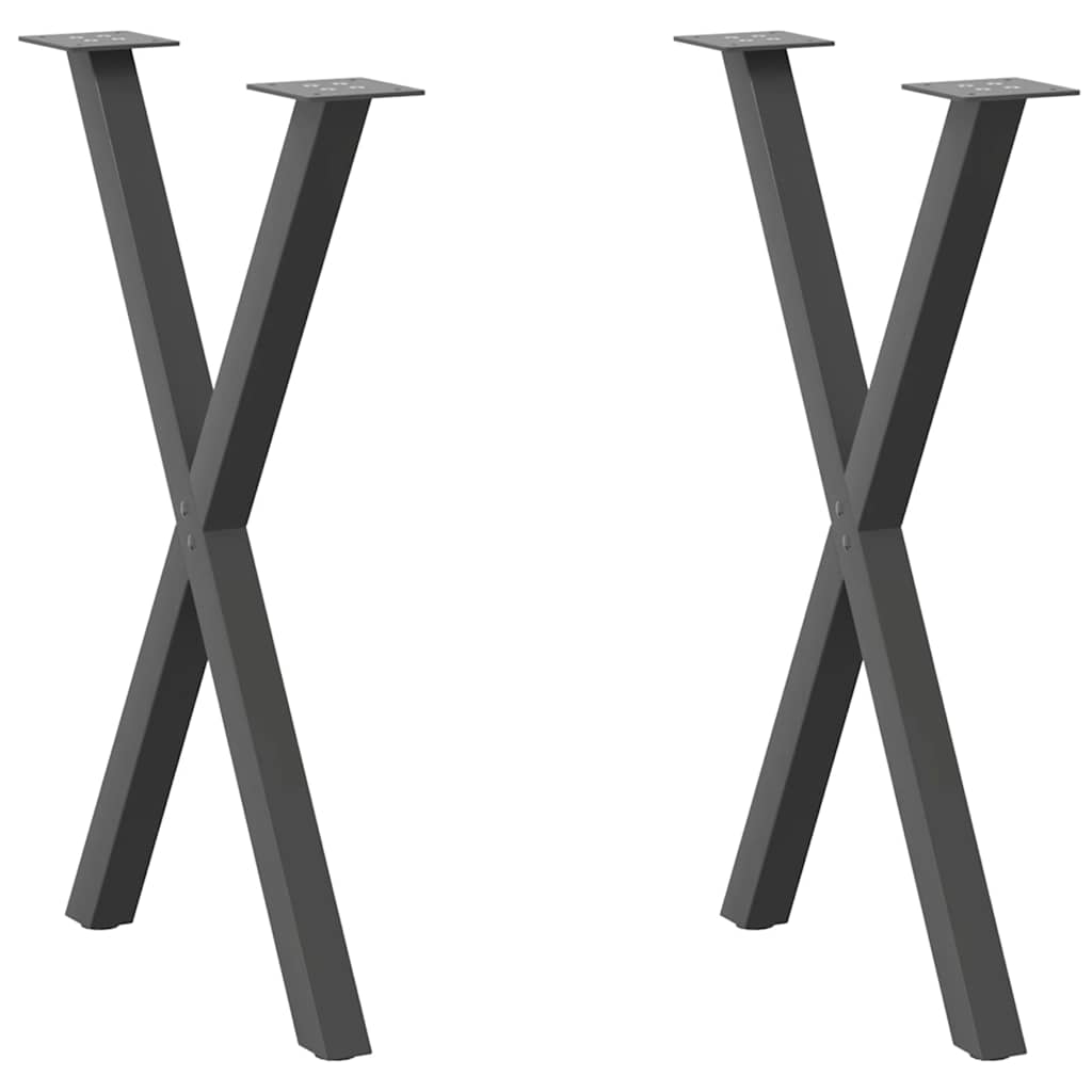 foto del prodotto gambe per tavolo da pranzo a forma di x 2 pz antracite 57x 72 73 cm acciaio