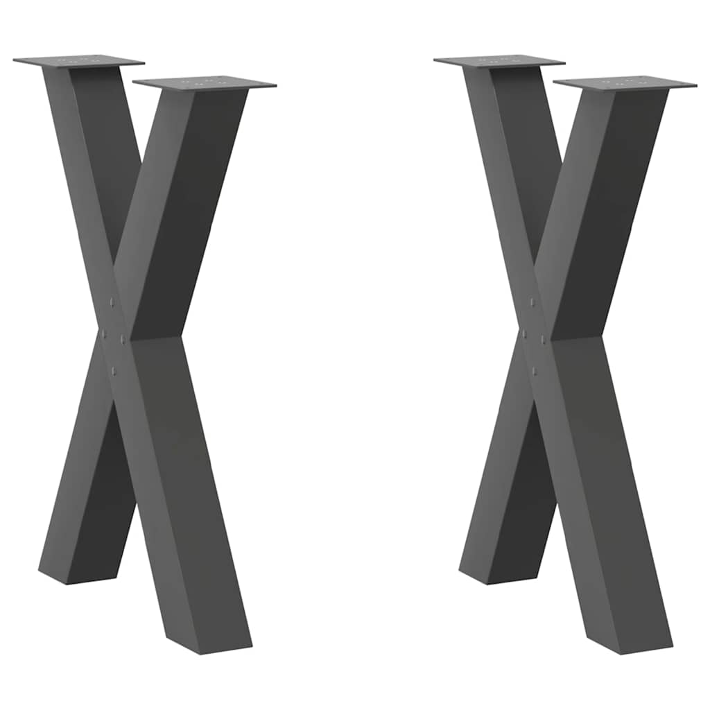 foto del prodotto gambe per tavolo da pranzo a forma di x 2 pz antracite 60x(72-73) cm acciaio