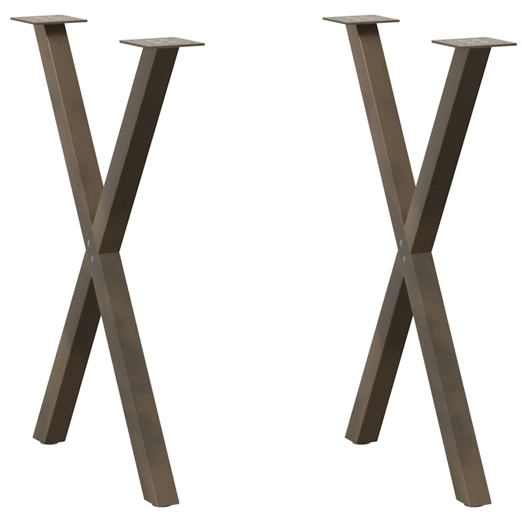 foto del prodotto gambe per tavolo da pranzo a forma di x 2 pz in acciaio naturale 57x 72 73 cm