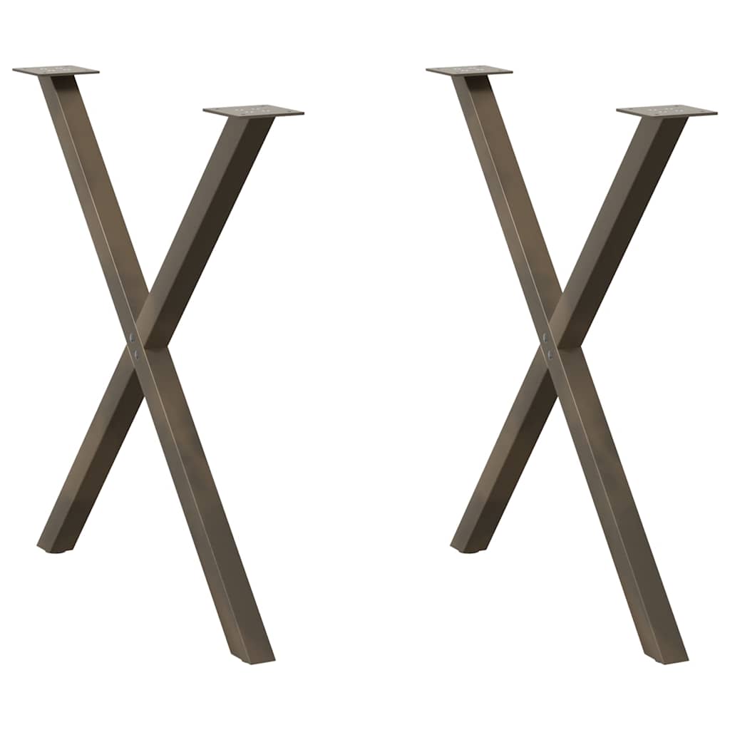 foto del prodotto gambe per tavolo da pranzo a forma di x 2 pz in acciaio naturale 80x 72 73 cm