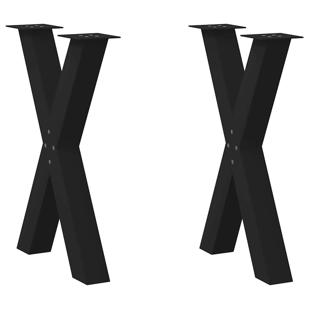 foto del prodotto gambe per tavolo da pranzo a forma di x 2 pz nere 50x 72 73 cm in acciaio