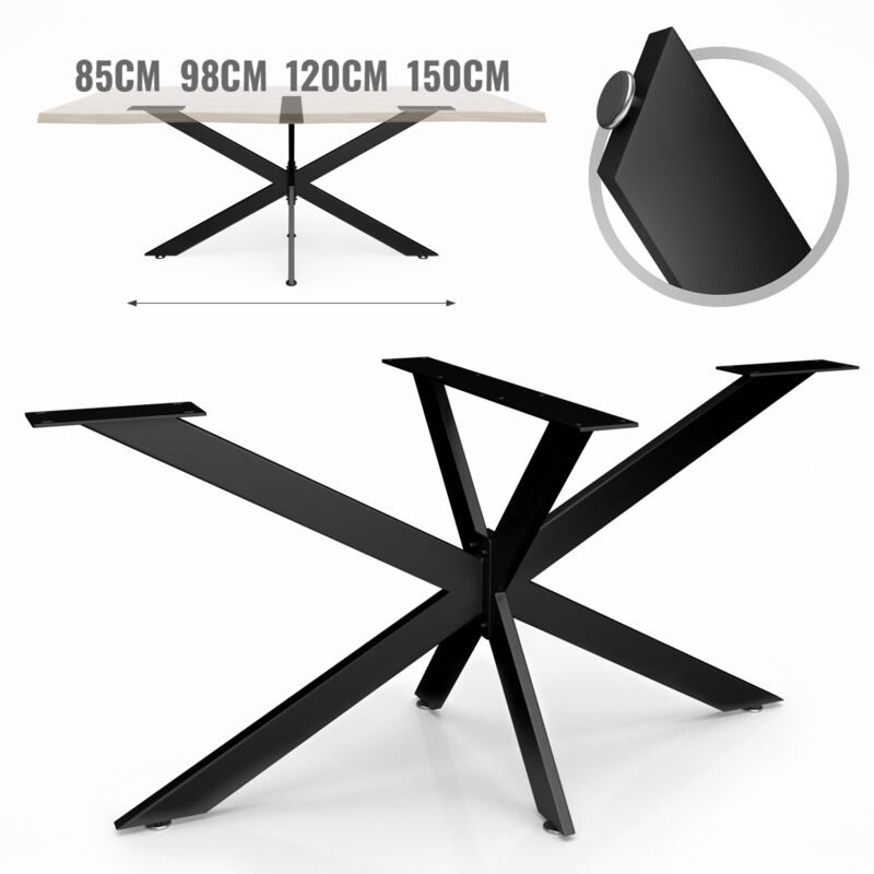 foto del prodotto gambe per tavolo in acciaio, 98 x 58 x 42 cm, stile spider industriale con viti, nero base per tavolo, piedini, piedi tavolino basso, in ferro,