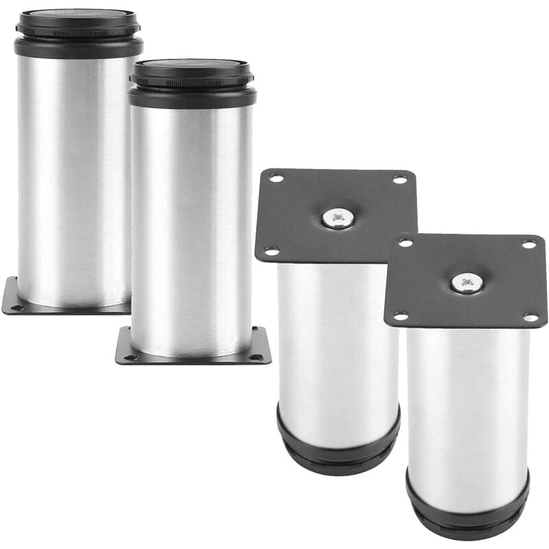 foto del prodotto gambe per tavolo in metallo, 4 pezzi, gambe regolabili in acciaio inox per divano, gambe per mobili con supporto rotondo, gambe per armadi, gambe per
