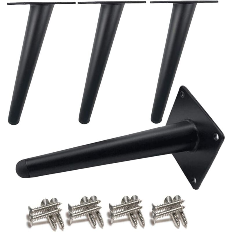 immagine 0 del prodotto gambe per tavolo in metallo angolate gambe per mobili coniche in acciaio inossidabile 201, nere, 10 cm