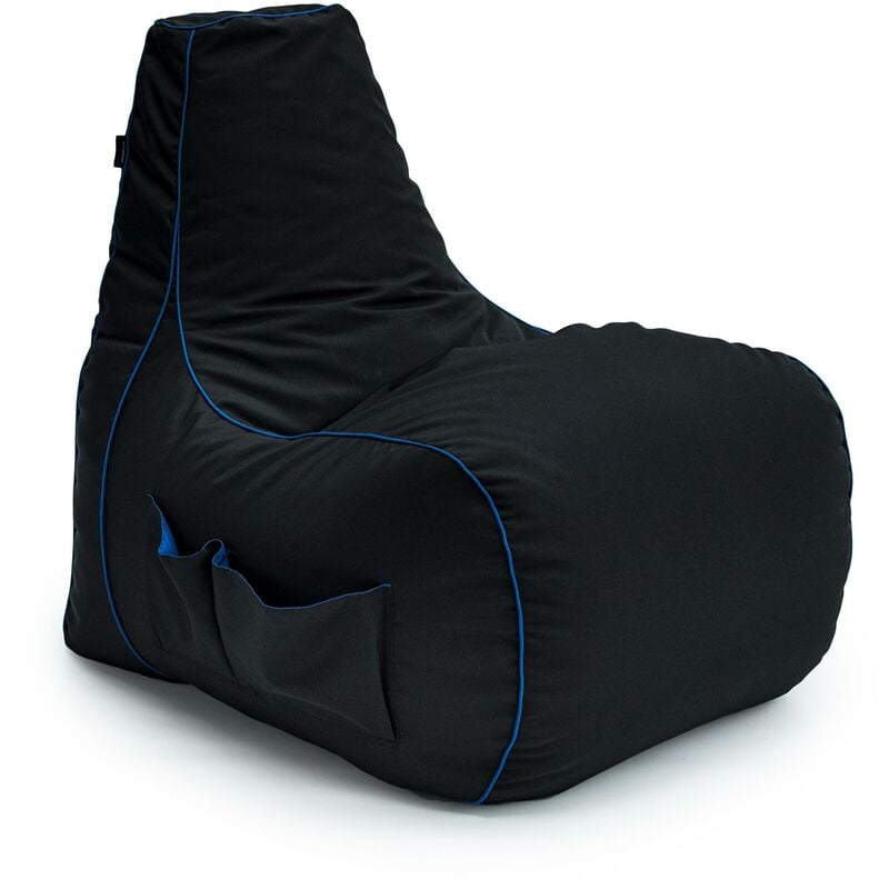 foto del prodotto game over pouf a sacco per giochi, poltrona pouf con schienale alto e tasche laterali, 83x83x60 cm poltrona a sacco resistente all acqua per