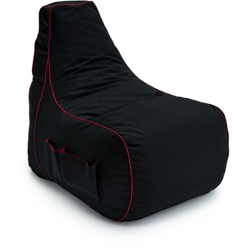foto del prodotto game over pouf a sacco per giochi, poltrona pouf con schienale alto e tasche laterali, 83x83x60 cm poltrona a sacco resistente all acqua per