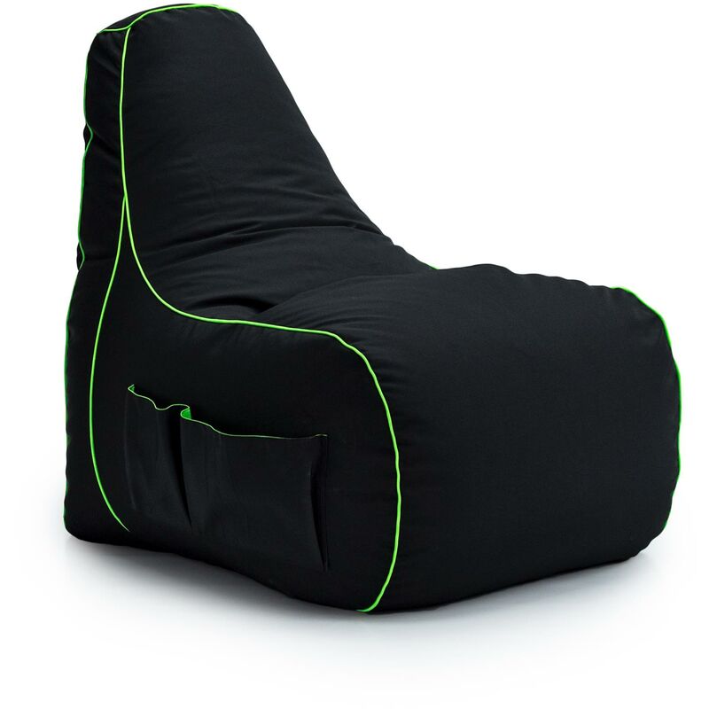 foto del prodotto game over pouf a sacco per giochi, poltrona pouf con schienale alto e tasche laterali, 83x83x60 cm poltrona a sacco resistente all acqua per