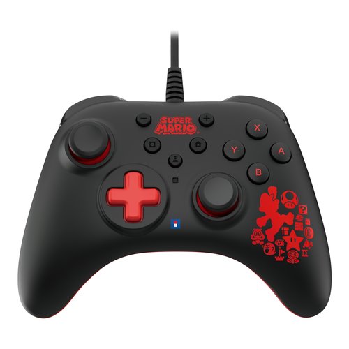 foto del prodotto gamepad switch horipad turbo wired mario edition black e red nsw 462u