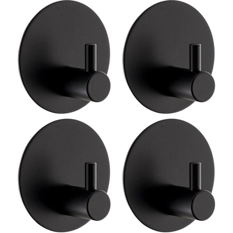 foto del prodotto ganci adesivi da parete, ganci circolari in acciaio inox 304, ganci autoadesivi da parete con cuscinetto adesivo, ganci adesivi da parete per bagno (nero) - bebusingoto