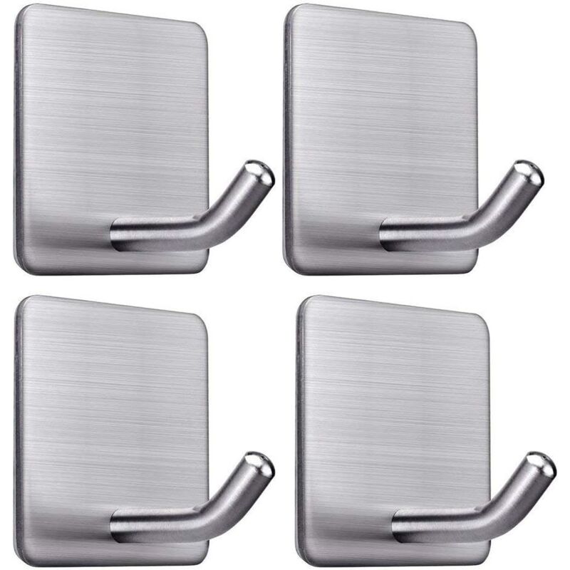 foto del prodotto ganci adesivi, ganci da parete per bagno in acciaio inox da 8 kg, portasciugamani con nastro adesivo, per famiglia e ufficio, autoadesivi 1 