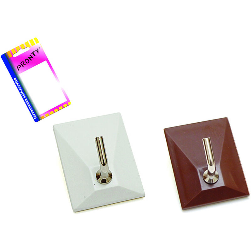 foto del prodotto ganci adesivi in plastica 1 posto in blister mm.30x40, marrone in bl.2 pz.