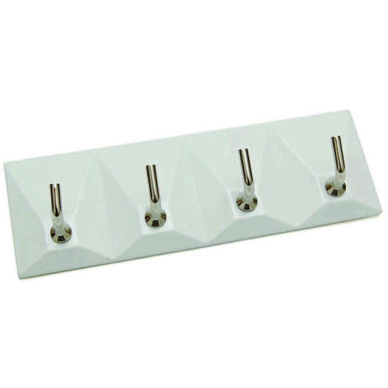 foto del prodotto ganci adesivi in plastica bianchi 4 posti mm.120x40h.