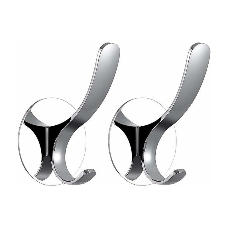 foto del prodotto ganci adesivi senza foratura, acciaio inox, ganci da bagno, ganci da porta, ganci per asciugamani, ganci per cappotti, autoadesivi, argento, 2