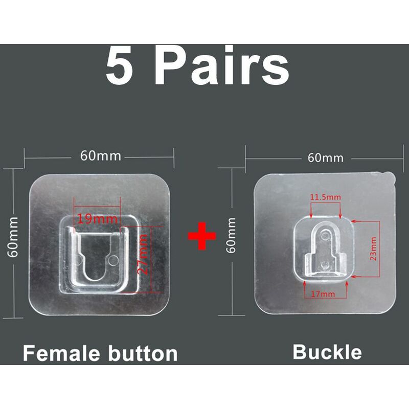 foto del prodotto ganci da parete biadesivi riutilizzabili per parete bagno e cucina packaging 5 pairs silver 