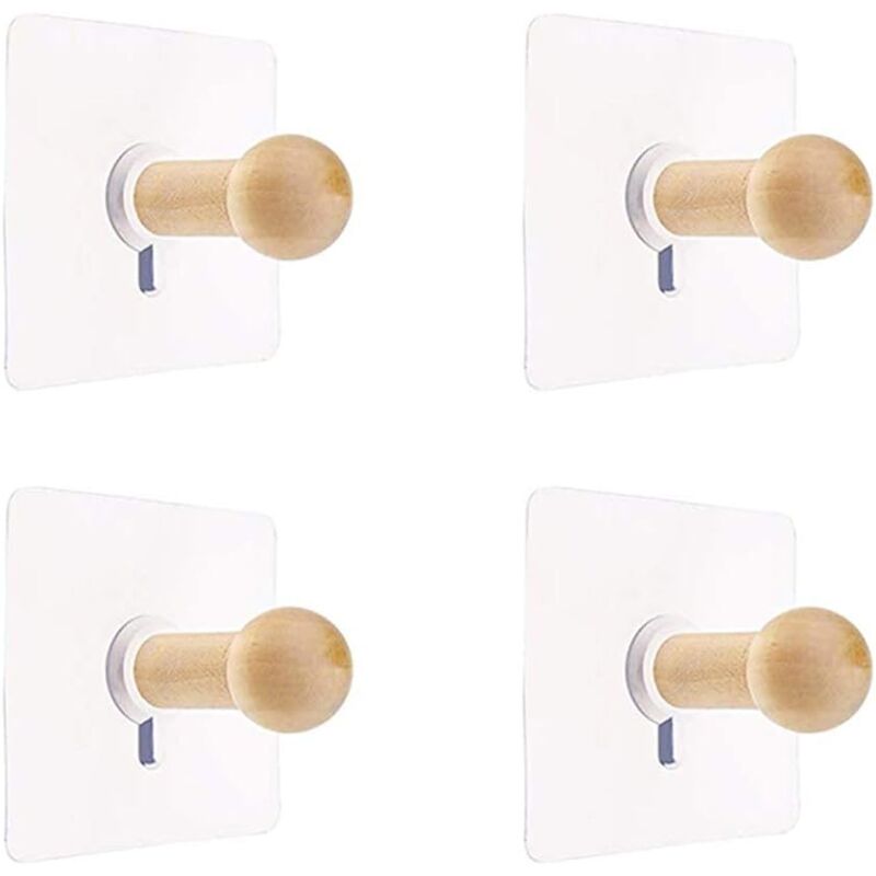 foto del prodotto ganci da parete naturali mini gancio autoadesivo gancio per accappatoio in legno per cappelli e vestiti gancio da parete appendiabiti portasciugamani