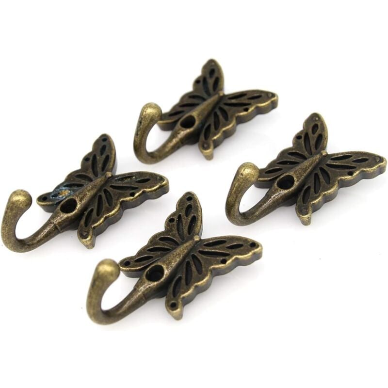 foto del prodotto ganci da parete vintage a forma di farfalla in ottone per cappotti, cappelli e asciugamani 3,5 cm di lunghezza x 5,8 cm di larghezza bebusingoto