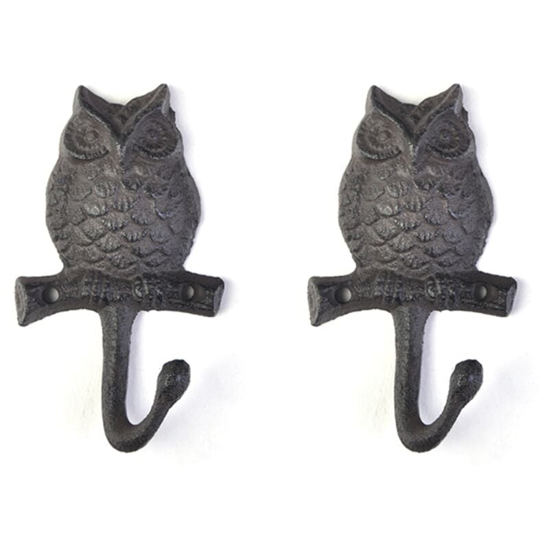 foto del prodotto ganci da parete vintage in ghisa gufo , finitura anticata, in metallo, a forma di testa di animale, decorativi, accessori per la casa. bebusingoto