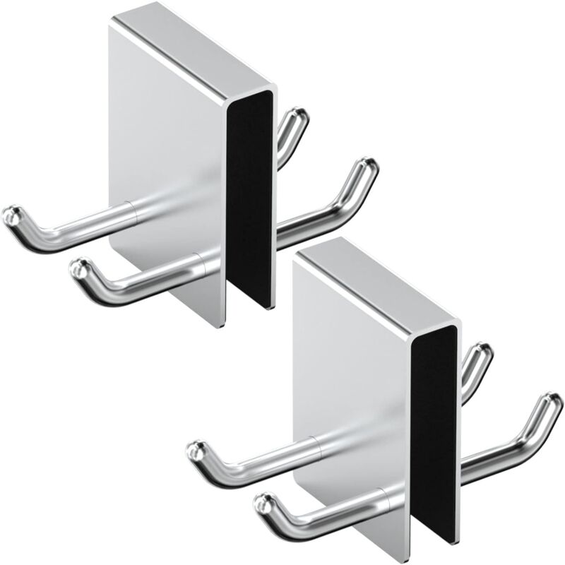 foto del prodotto ganci doccia in acciaio inox senza foratura, set di 2 ganci per asciugamani con protezione in spugna, argento sollbry