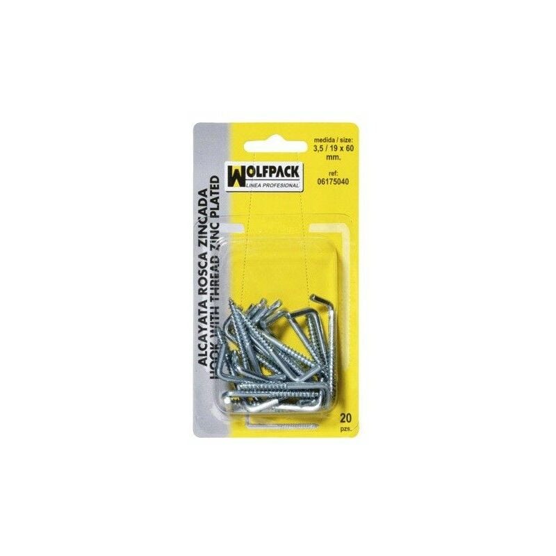 foto del prodotto ganci filettati zincati 4.0 20x70 mm. blister 15 pezzi 