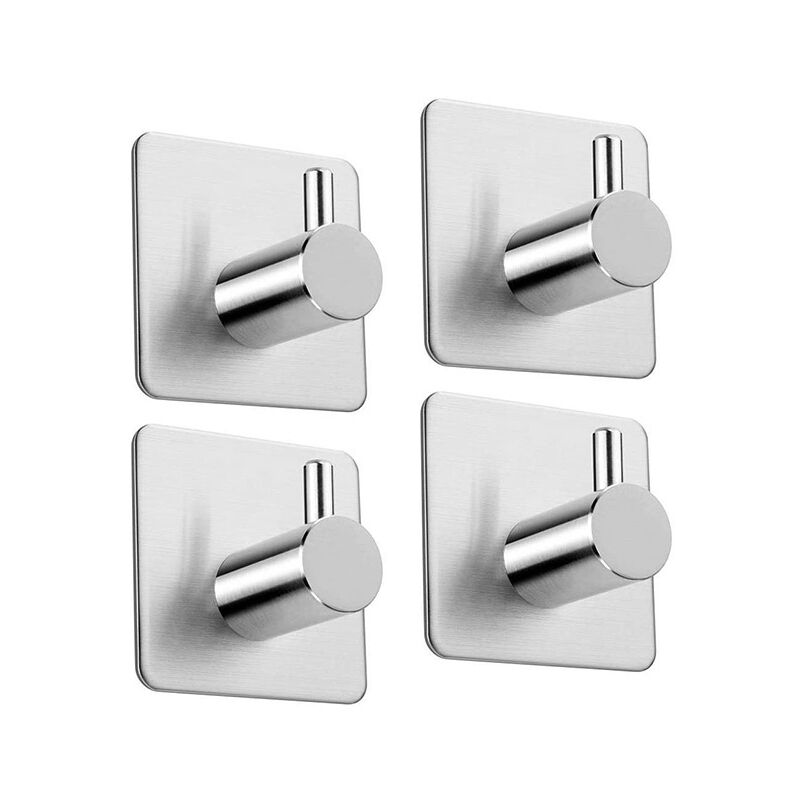 foto del prodotto ganci in acciaio inox aiperq 4 ganci quadrati gancio adesivo senza chiodi