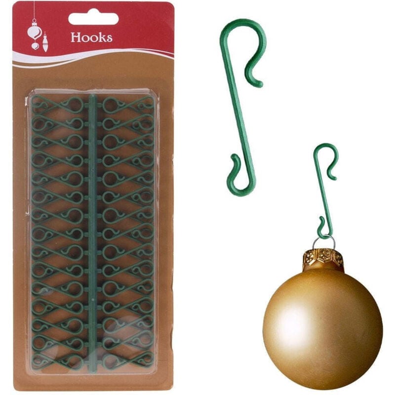 foto del prodotto ganci in pp color verde per palline albero di natale 60 pezzi