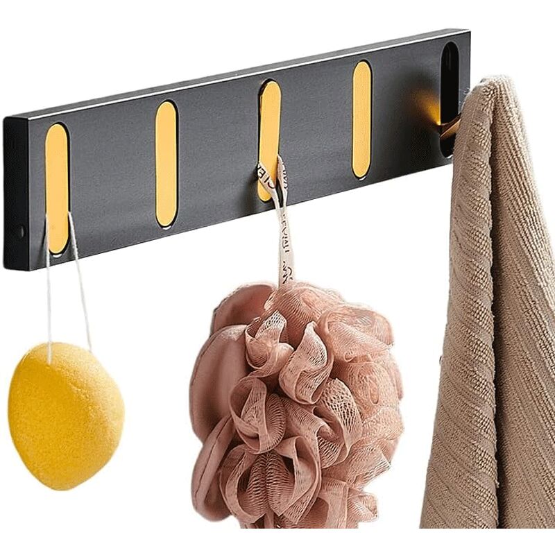 foto del prodotto ganci invisibili, ganci pieghevoli per ingresso camerino, ganci impermeabili oro nero, ganci da parete per bagno, balcone, cucina. 5 ganci