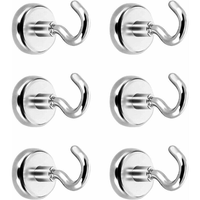 foto del prodotto ganci magnetici, magneti con gancio, potente magnete al neodimio 5,5 kg di forza attrattiva confezione da 6 