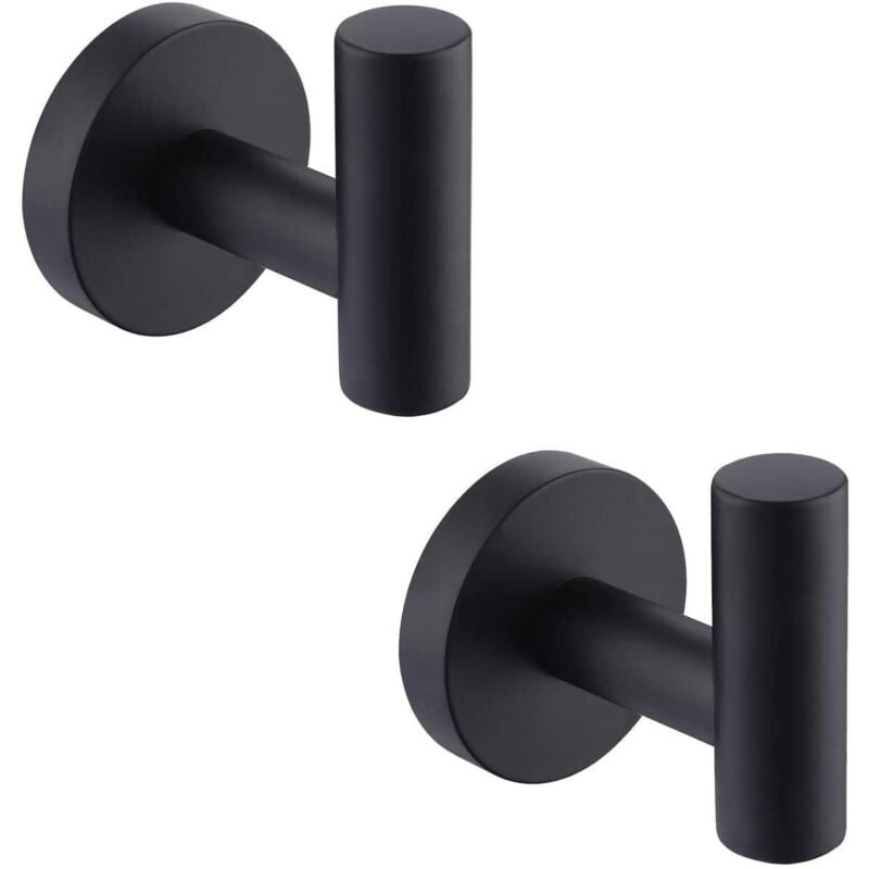 foto del prodotto ganci per asciugamani da bagno, confezione da 2 ganci da parete, in acciaio inox sus 304, per bagno, cucina, ufficio e guardaroba nero, confezione