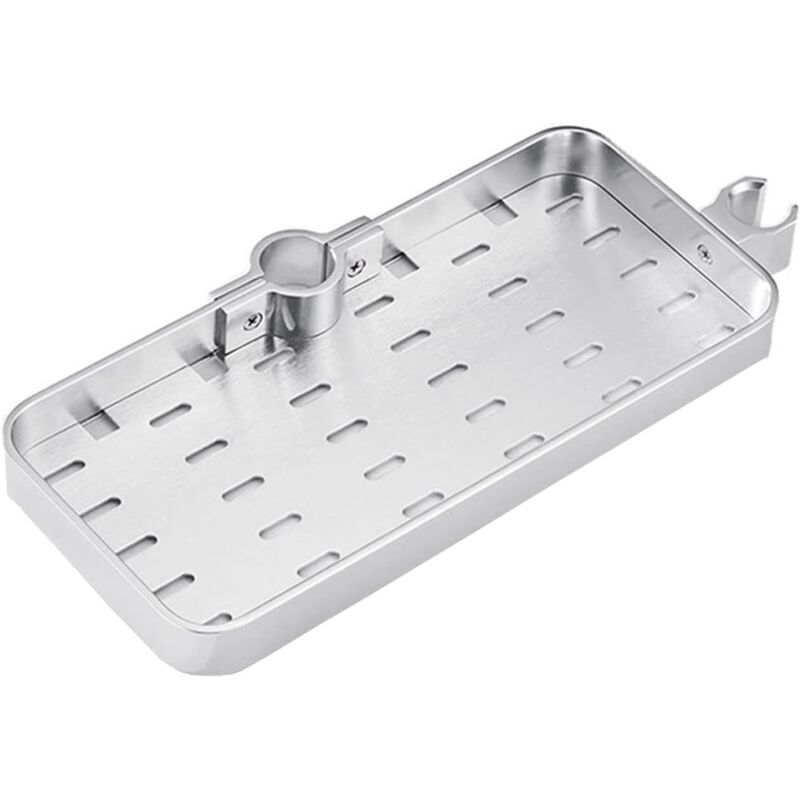 foto del prodotto ganci per asta doccia in alluminio argento spazio mensola del bagno ganci per riporre vassoi senza punzonatura tubo in alluminio diametro 24 25 mm