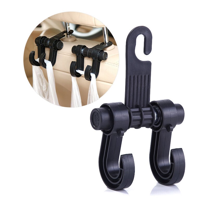 foto del prodotto ganci per poggiatesta auto, confezione da 2 per borse della spesa, cappotti, portafogli, prodotti per bambini, adatti per auto, jeep, suv, camion,