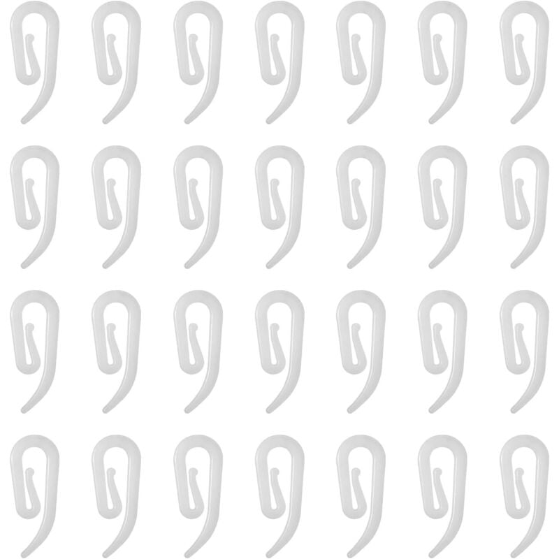 foto del prodotto ganci per tende, 100 pezzi di ganci in plastica bianca, ganci per binario per tende, ganci per tende per finestre, tende per porte e tende da doccia