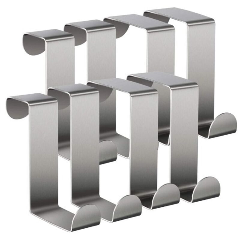 foto del prodotto ganci reversibili in acciaio inox a forma di z da appendere sopra la porta, per porte standard, cassetti, armadi, guardaroba e cucine. bebusingoto