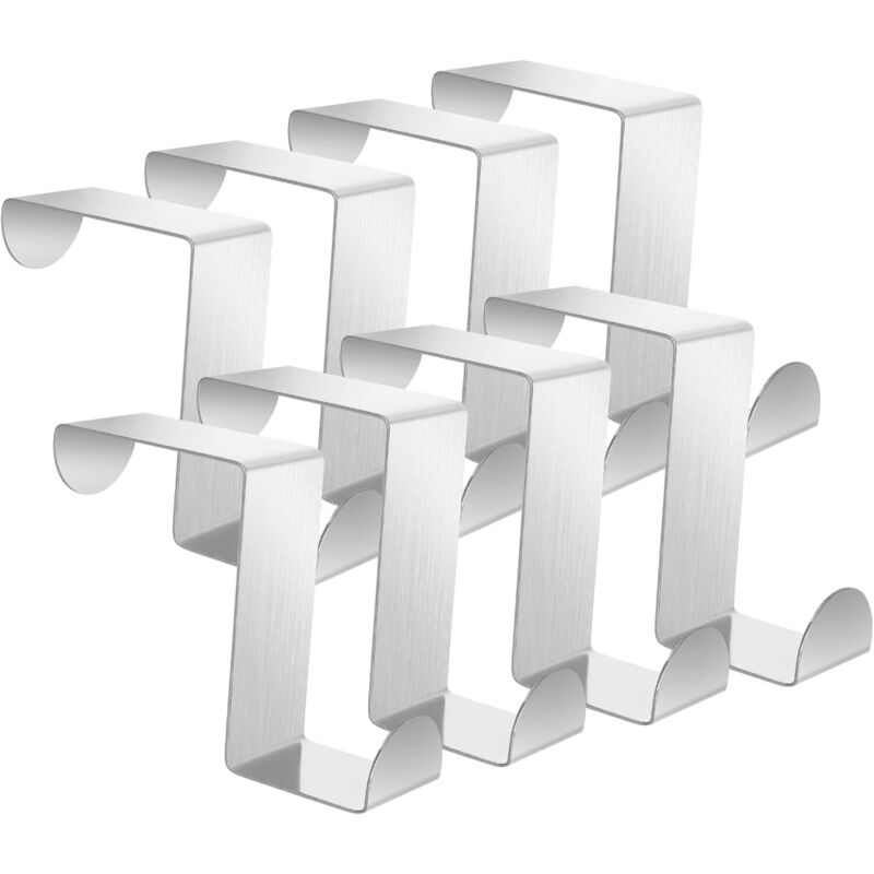 foto del prodotto ganci sopra la porta, 8 ganci sopra la porta a forma di z in acciaio inossidabile, ganci per cassetti e porte, ganci per cappotti per porte,