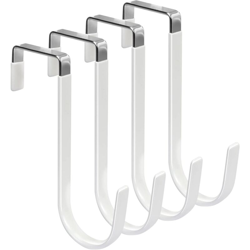 foto del prodotto ganci sopra la porta, confezione da 4 ganci sopra la porta con gomma per evitare graffi, organizer resistente per soggiorno, bagno, camera da letto,