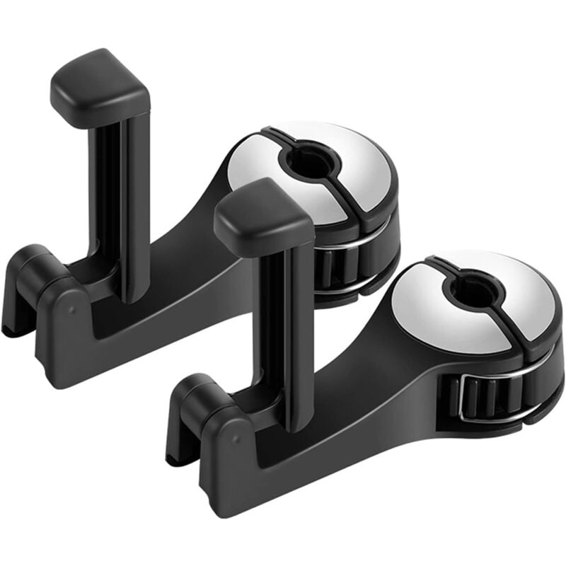 foto del prodotto ganci universali per poggiatesta auto, ganci per seggiolino auto con supporto per cellulare, borse, sacchetti della spesa sollbry