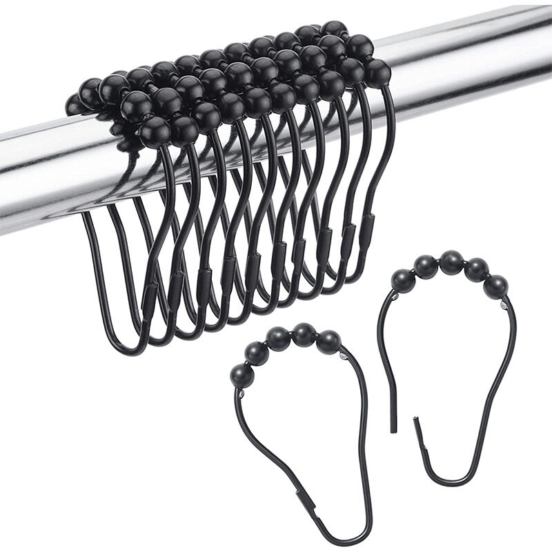 foto del prodotto gancio a forma di zucca a cinque perle, anello per tenda in metallo antiruggine, fibbia per tenda da doccia, gancio per tenda da doccia, anello per