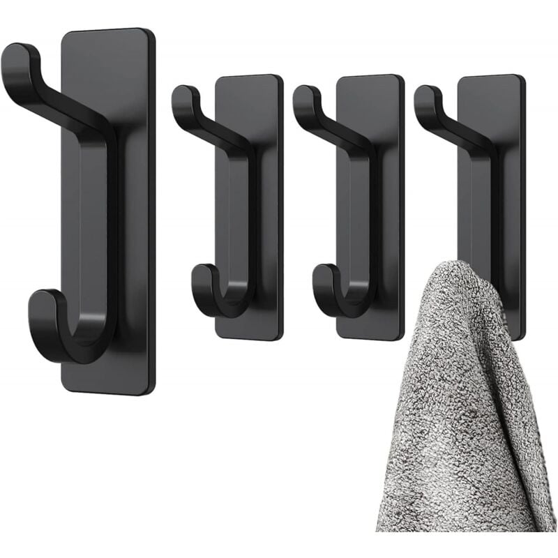 foto del prodotto gancio adesivo da parete, portasciugamani da bagno, porta strofinacci da cucina, montaggio a parete senza foratura, impermeabile, antiruggine, nero,