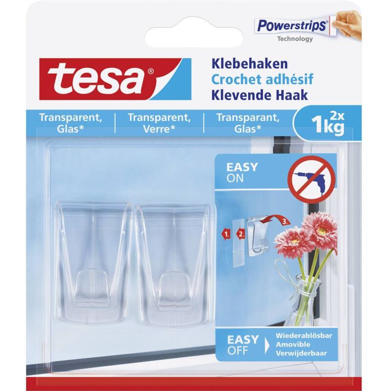 foto del prodotto gancio adesivo grande trasparente contenuto 2 pz. tesa