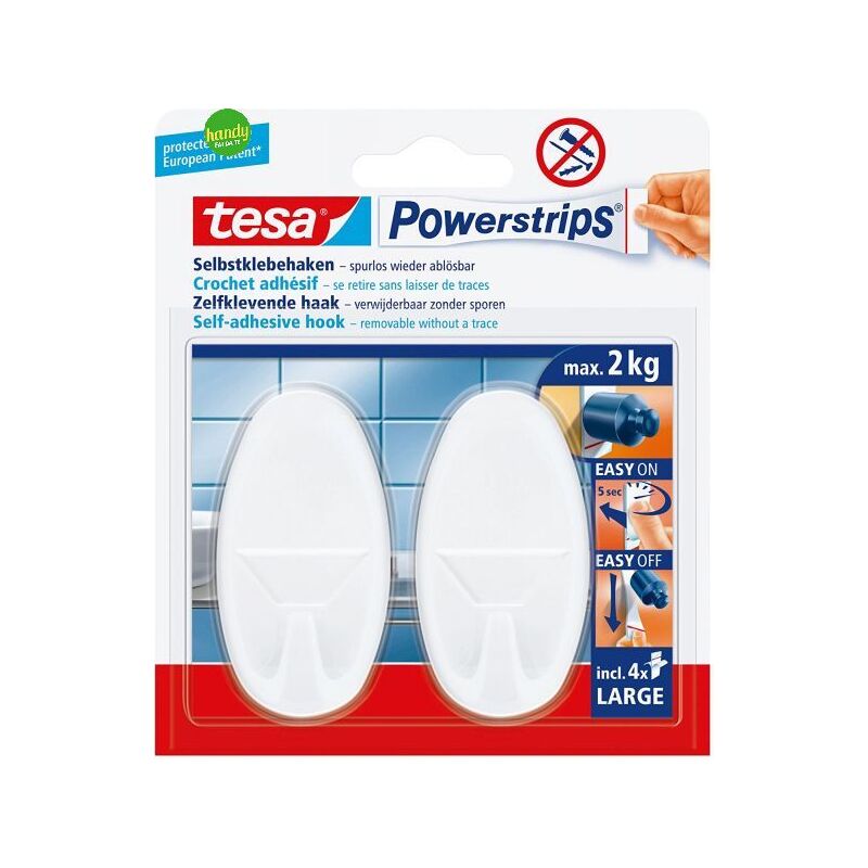 foto del prodotto gancio autoadesivo tesa ovale bianco powerstrips