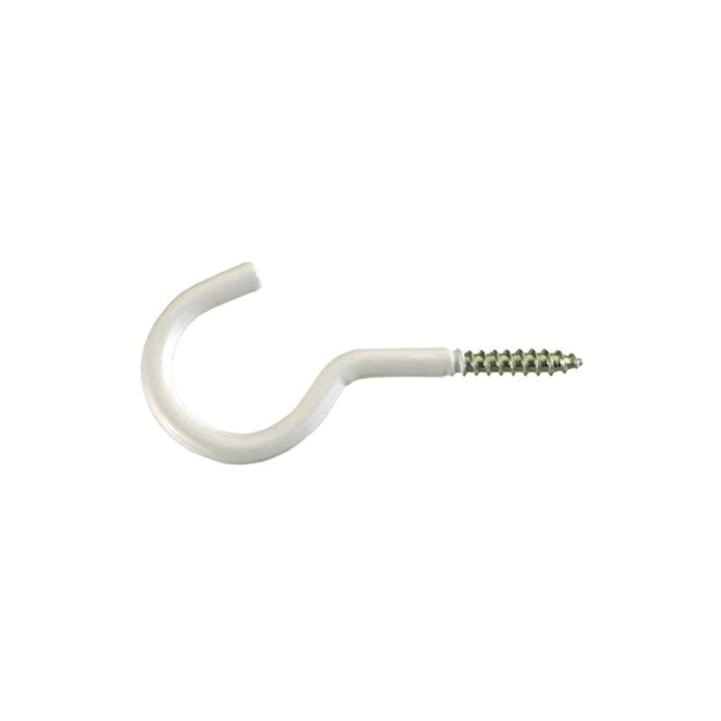 foto del prodotto gancio bianco con vite per legno, plastificato 5,2x80mm conf. 2 pz