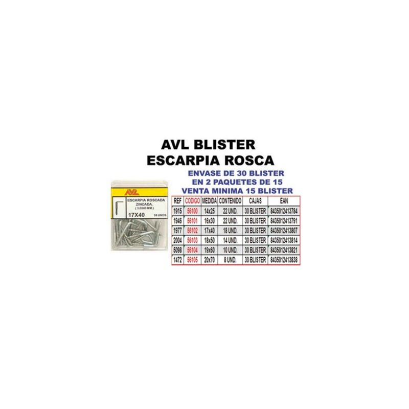 foto del prodotto gancio blister filetto 16x30 zincato 1946 avl
