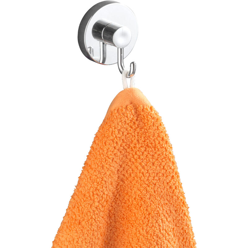 foto del prodotto gancio da muro per asciugamani, fissaggio senza foratura vacuum loc , gancio appendiabiti, set di 4, plastica, 6x6,7x5 cm, cromato wenko